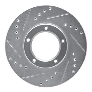 Toyota Hilux Brake Rotor (1) - Front Left - R1 Concepts - Drilled & Slotted - Silver - `89-`08